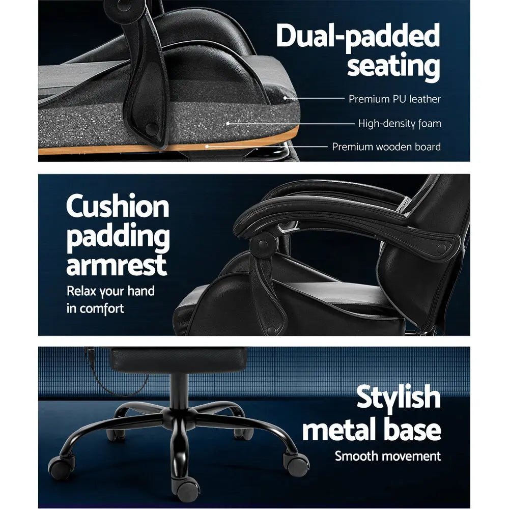 Artiss Gaming Office Chair Racing Massage Computer Seat Footrest Leather Deals499