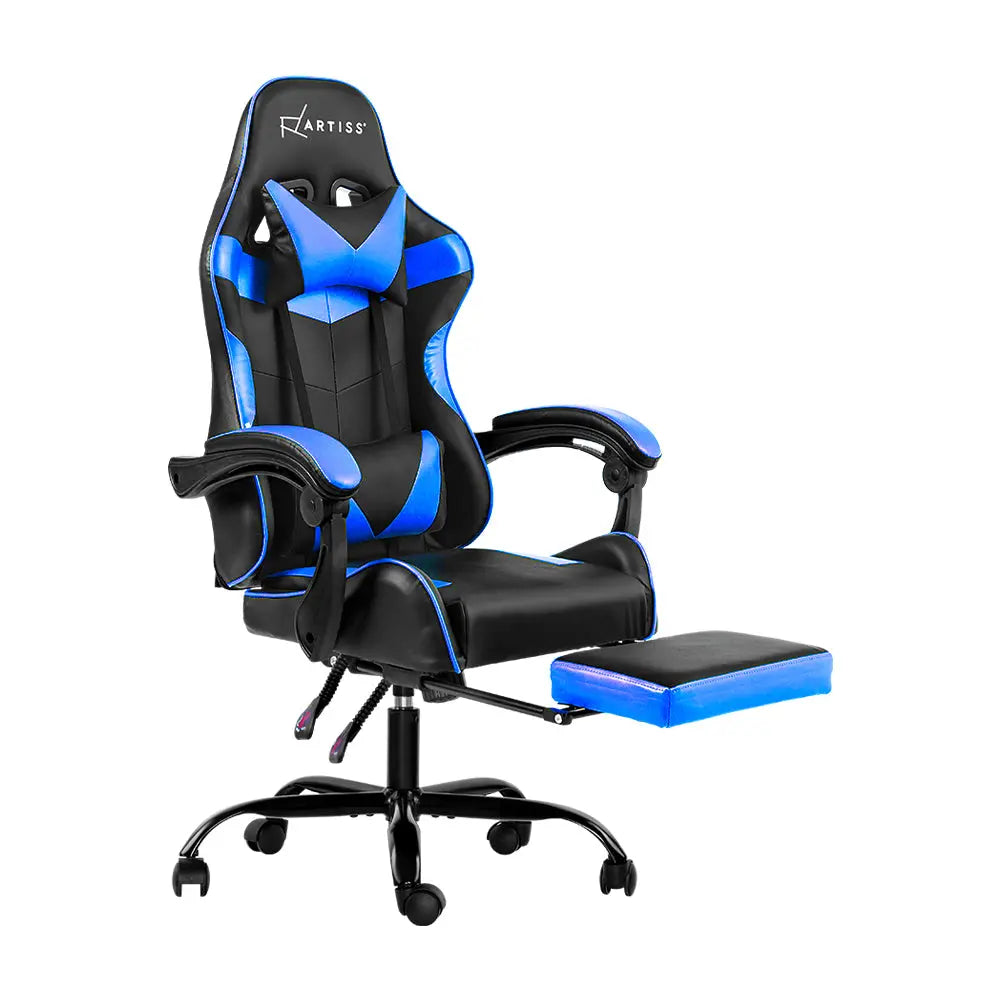 Artiss Gaming Office Chairs Computer Seating Racing Recliner Footrest Black Blue Deals499