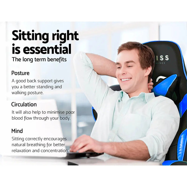 Artiss Gaming Office Chairs Computer Seating Racing Recliner Footrest Black Blue Deals499