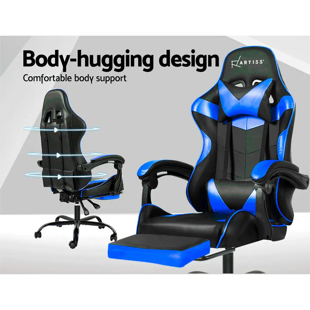 Artiss Gaming Office Chairs Computer Seating Racing Recliner Footrest Black Blue Deals499