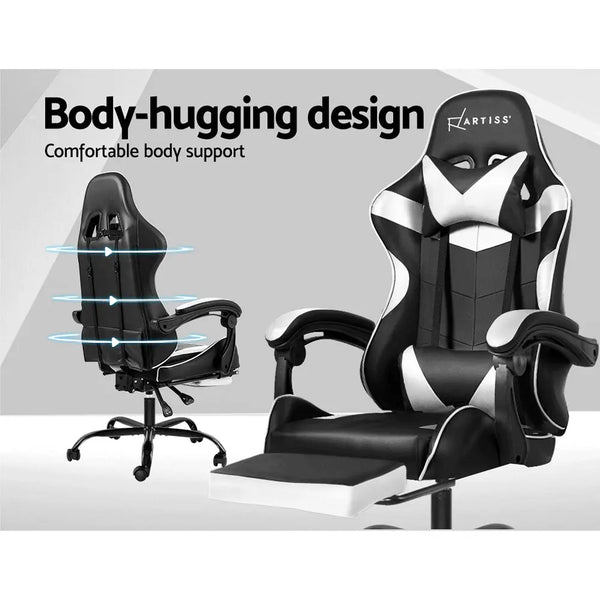 Artiss Gaming Office Chairs Computer Seating Racing Recliner Footrest Black White Deals499