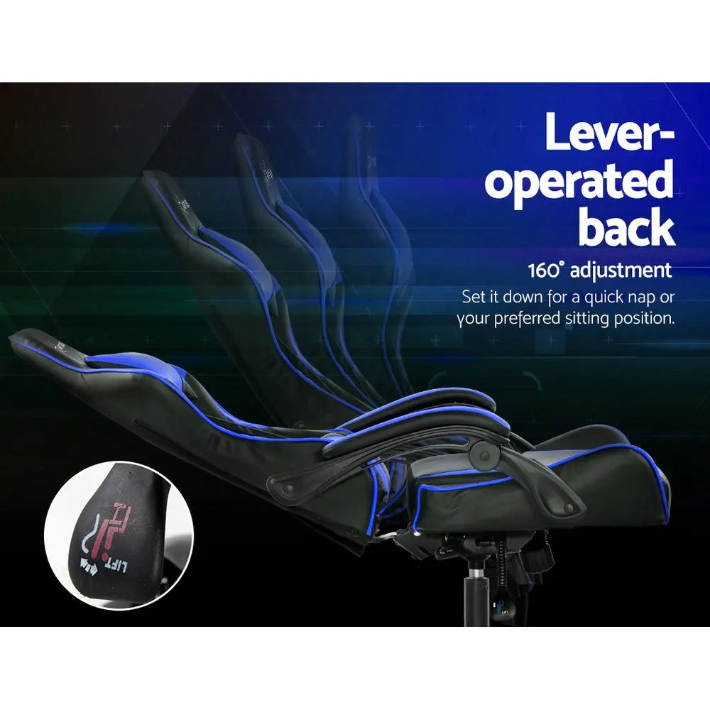 Artiss Gaming Office Chairs Computer Seating Racing Recliner Racer Black Blue Deals499