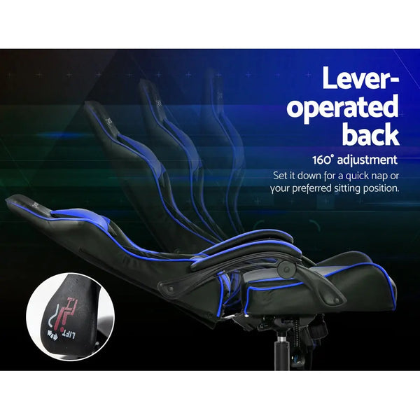 Artiss Gaming Office Chairs Computer Seating Racing Recliner Racer Black Blue Deals499