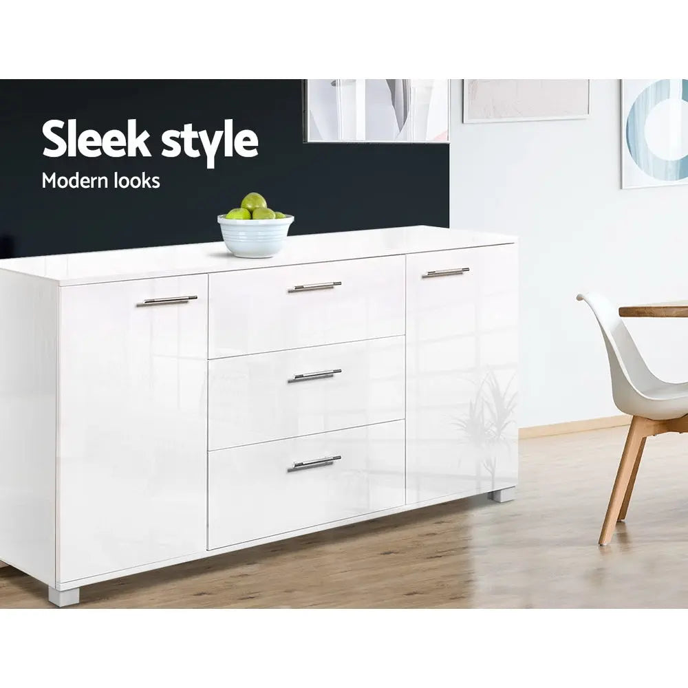 Artiss High Gloss Sideboard Storage Cabinet Cupboard - White Deals499