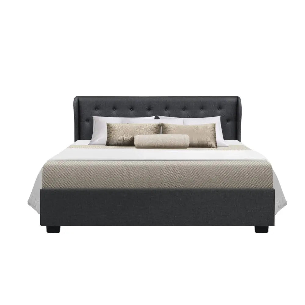 Artiss Issa Bed Frame Fabric Gas Lift Storage - Charcoal Queen Deals499