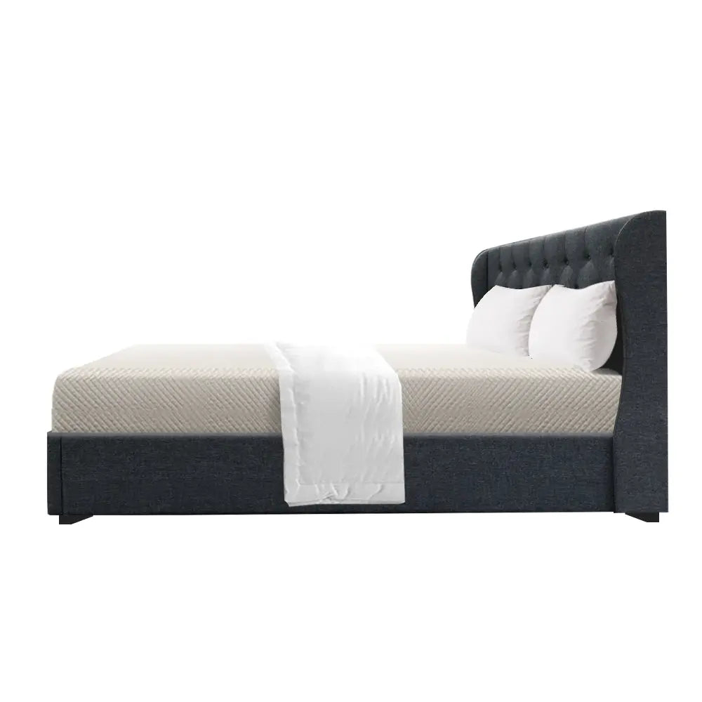 Artiss Issa Bed Frame Fabric Gas Lift Storage - Charcoal Queen Deals499