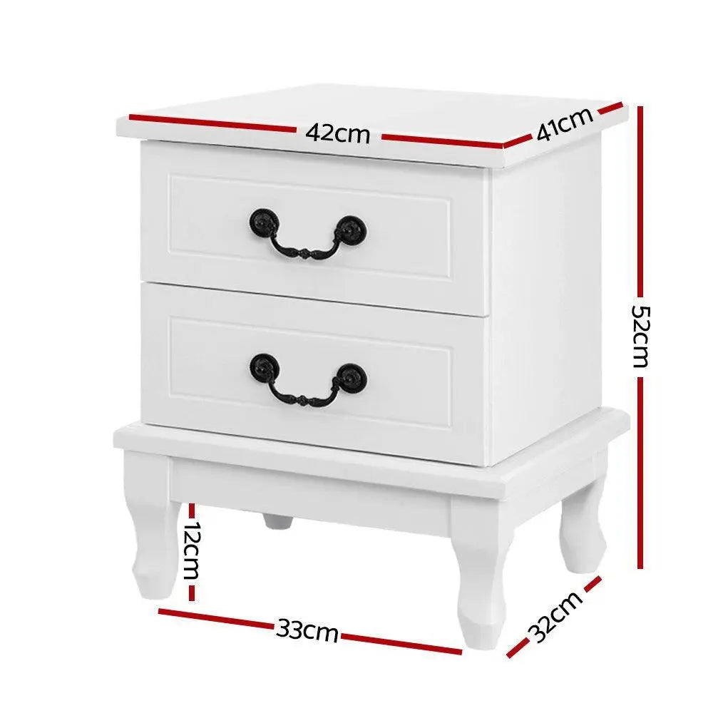 Artiss KUBI Bedside Tables 2 Drawers Side Table French Nightstand Storage Cabinet Deals499