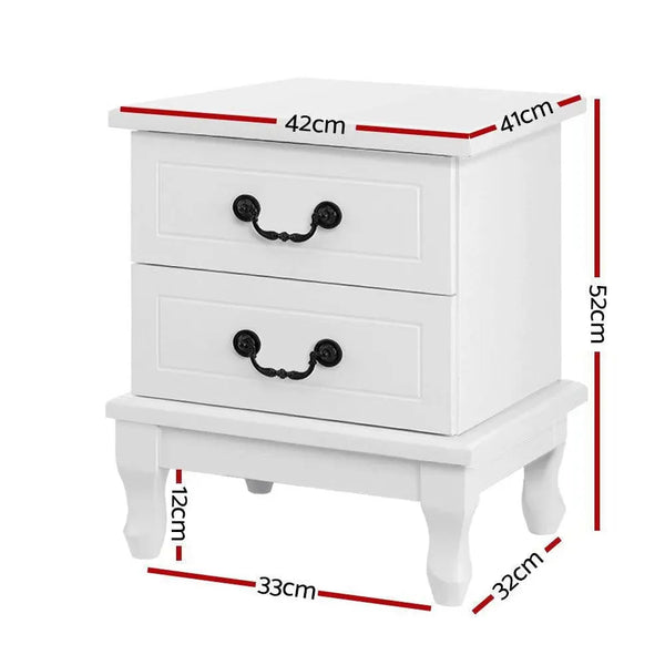 Artiss KUBI Bedside Tables 2 Drawers Side Table French Nightstand Storage Cabinet Deals499