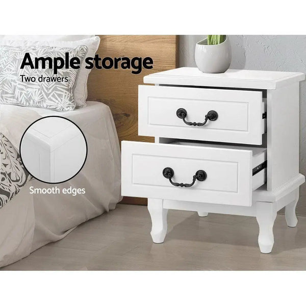Artiss KUBI Bedside Tables 2 Drawers Side Table French Nightstand Storage Cabinet Deals499