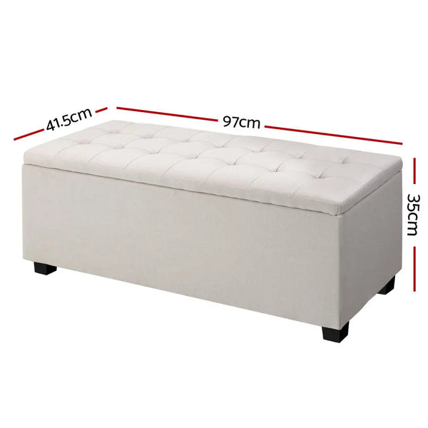 Artiss Large Fabric Storage Ottoman - Beige Deals499