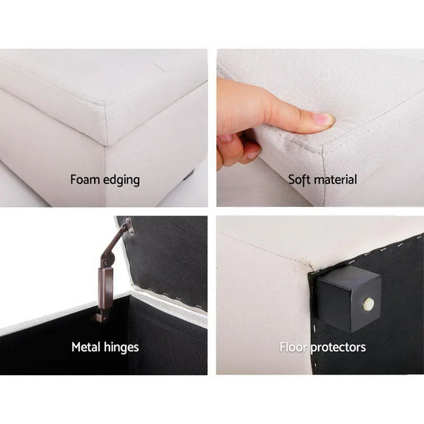 Artiss Large Fabric Storage Ottoman - Beige Deals499
