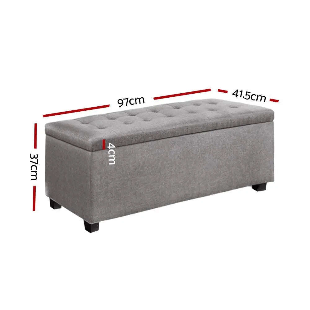 Artiss Large Fabric Storage Ottoman - Light Grey Deals499