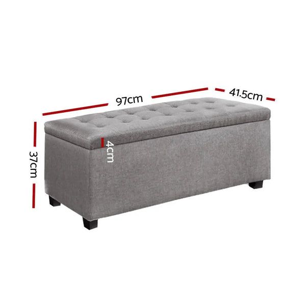 Artiss Large Fabric Storage Ottoman - Light Grey Deals499