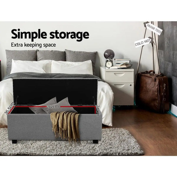 Artiss Large Fabric Storage Ottoman - Light Grey Deals499