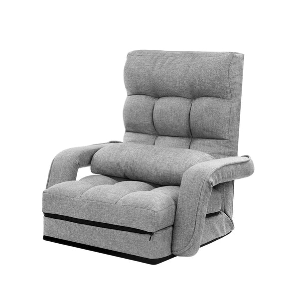 Artiss Lounge Sofa Armchair Floor Recliner Chaise Linen Light Grey Deals499