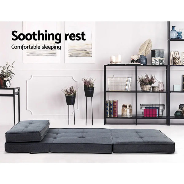 Artiss Lounge Sofa Bed Floor Couch Recliner Chaise Chair Futon Folding Grey Deals499