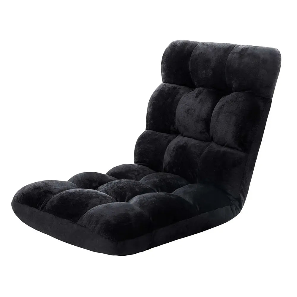 Artiss Lounge Sofa Floor Recliner Futon Chaise Folding Couch Black Deals499