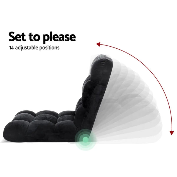Artiss Lounge Sofa Floor Recliner Futon Chaise Folding Couch Black Deals499