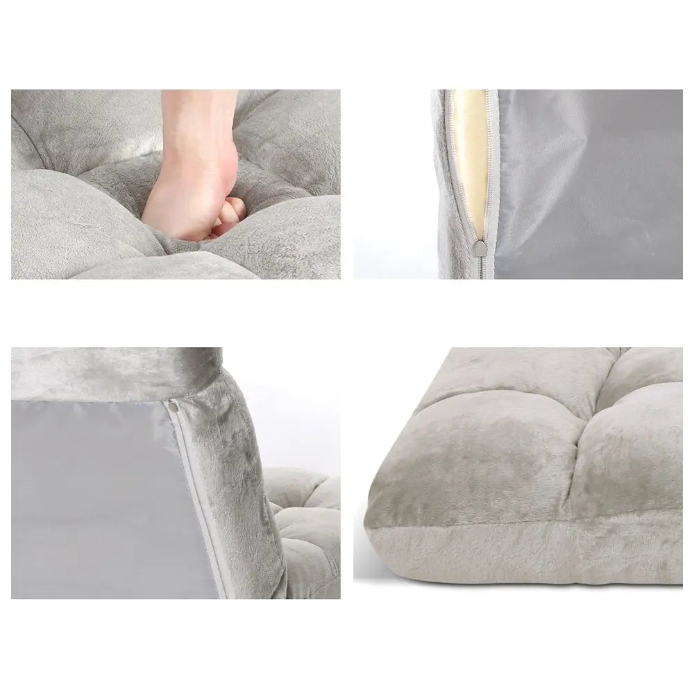 Artiss Lounge Sofa Floor Recliner Futon Chaise Folding Couch Grey Deals499