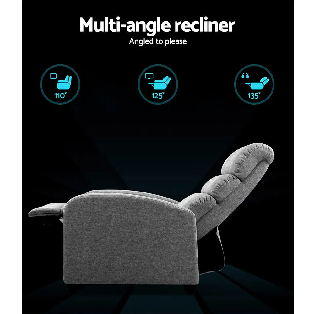 Artiss Luxury Recliner Chair Chairs Lounge Armchair Sofa Fabric Cover Grey Deals499