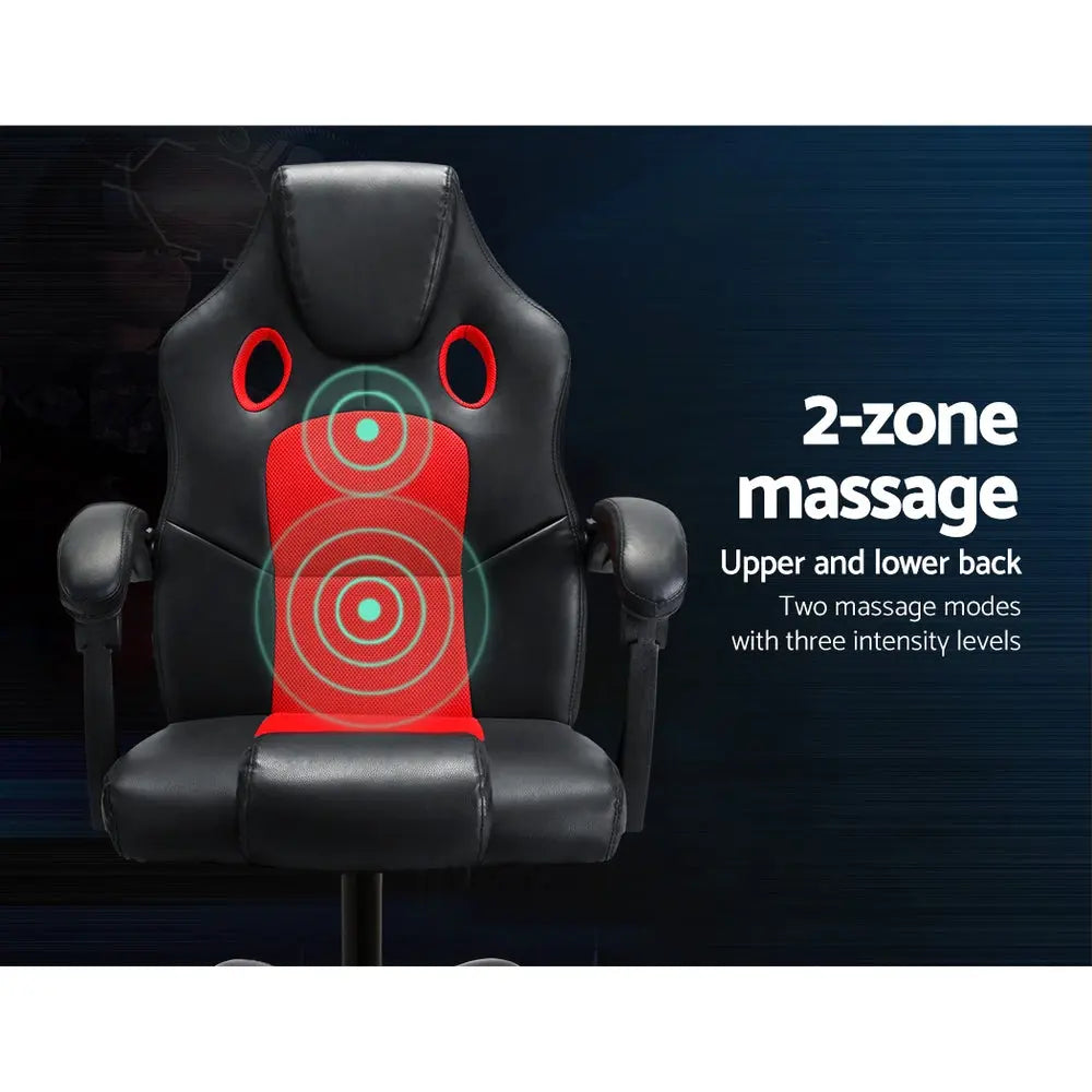 Artiss Massage Office Chair Gaming Computer Seat Recliner Racer Red Deals499