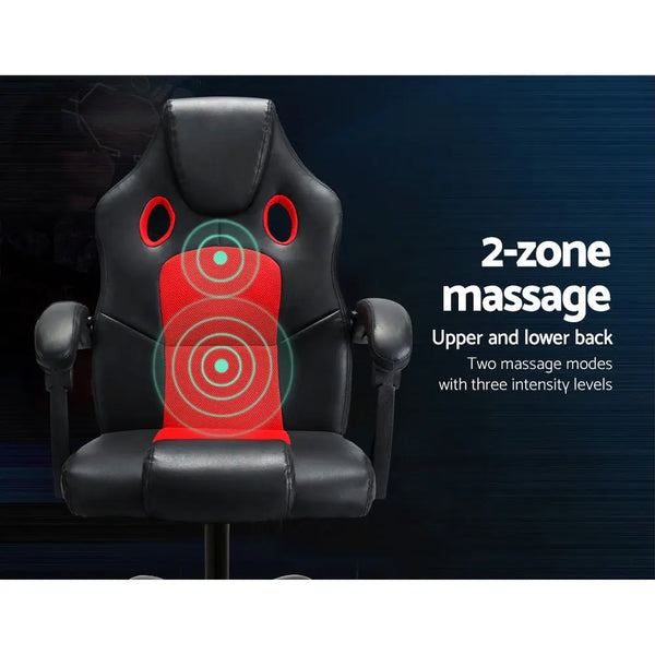 Artiss Massage Office Chair Gaming Computer Seat Recliner Racer Red Deals499
