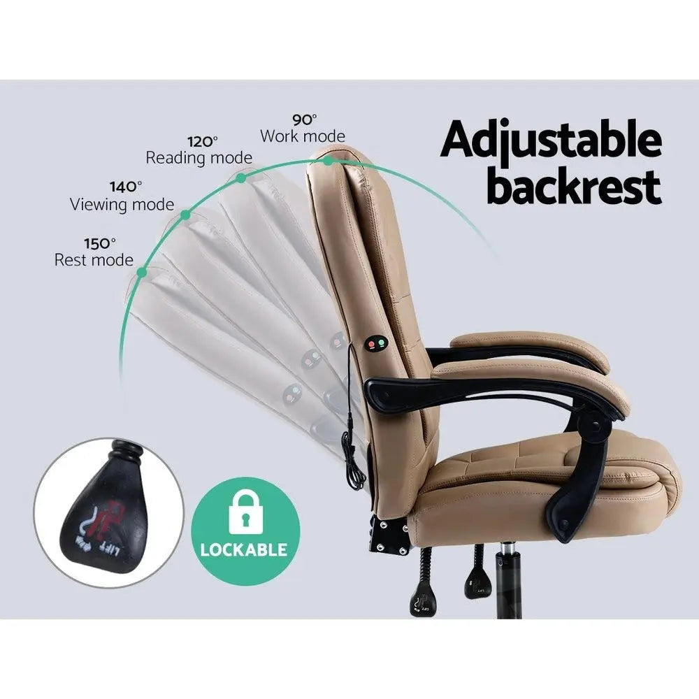 Artiss Massage Office Chair PU Leather Recliner Computer Gaming Chairs Espresso Deals499