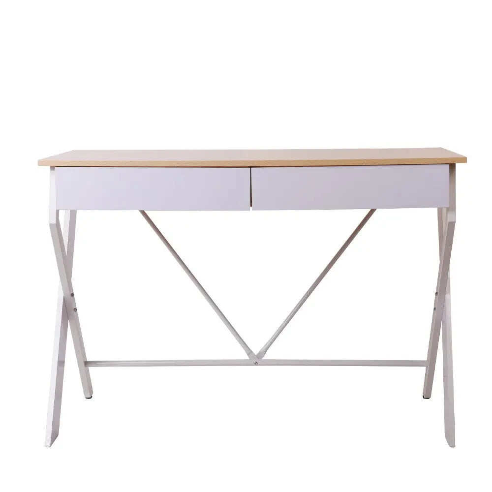 Artiss Metal Desk with Drawer - White with Oak Top Deals499