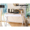 Artiss Metal Desk with Drawer - White with Oak Top Deals499