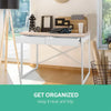Artiss Metal Desk with Drawer - White with Wooden Top Deals499