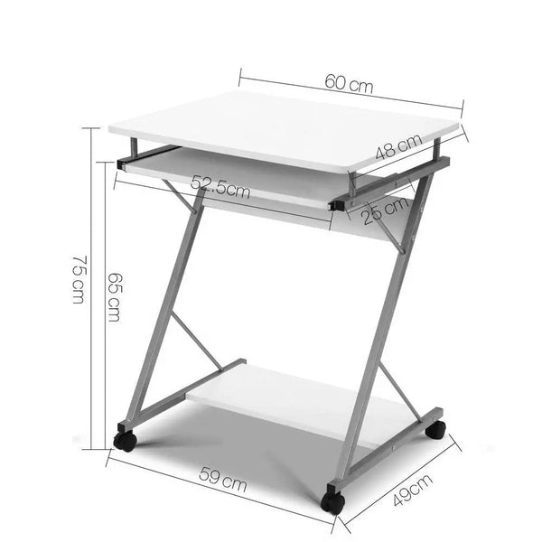 Artiss Metal Pull Out Table Desk - White Deals499