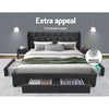 Artiss Mila Bed Frame Storage Drawers Fabric - Charcoal King Deals499