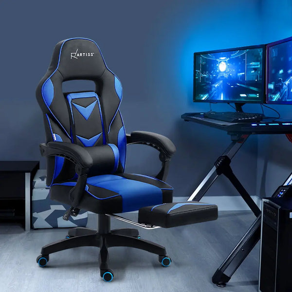 Artiss Office Chair Computer Desk Gaming Chair Study Home Work Recliner Black Blue Deals499