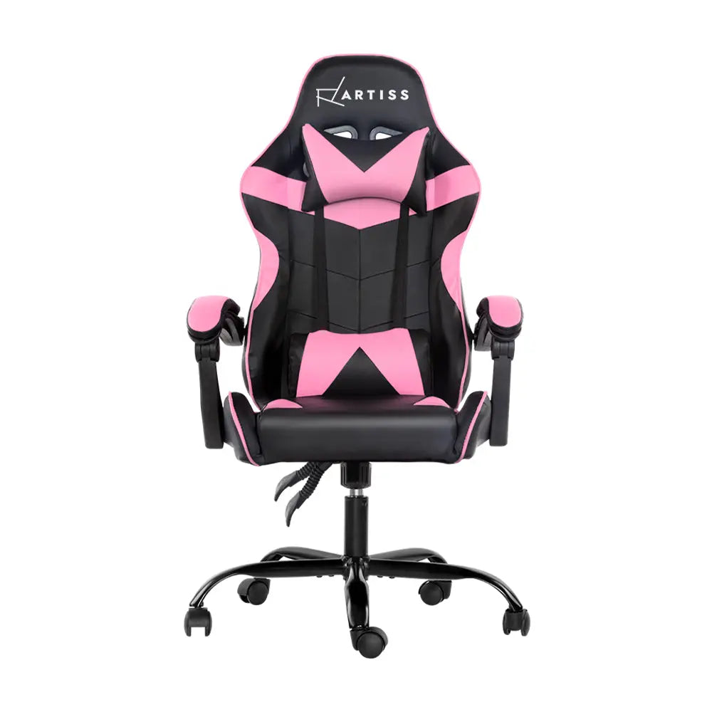 Artiss Office Chair Gaming Chair Computer Chairs Recliner PU Leather Seat Armrest Black Pink Deals499
