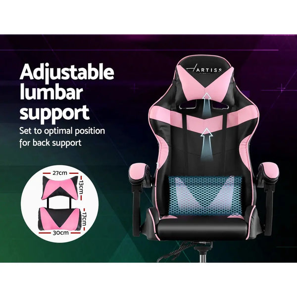 Artiss Office Chair Gaming Chair Computer Chairs Recliner PU Leather Seat Armrest Black Pink Deals499