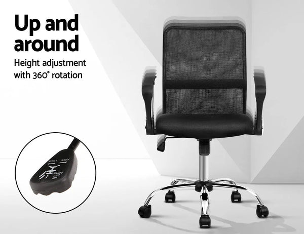 Artiss Office Chair Gaming Chair Computer Mesh Chairs Executive Mid Back Black Deals499