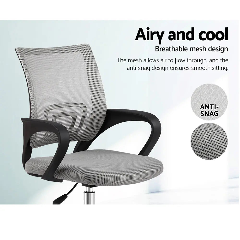 Artiss Office Chair Gaming Chair Computer Mesh Chairs Executive Mid Back Grey Deals499