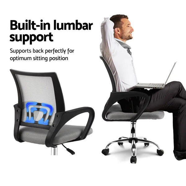 Artiss Office Chair Gaming Chair Computer Mesh Chairs Executive Mid Back Grey Deals499