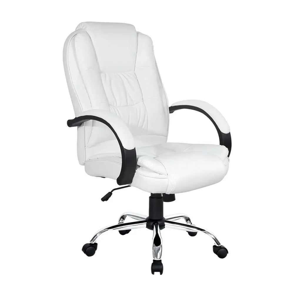 Artiss Office Chair Gaming Computer Chairs Executive PU Leather Seating White Deals499