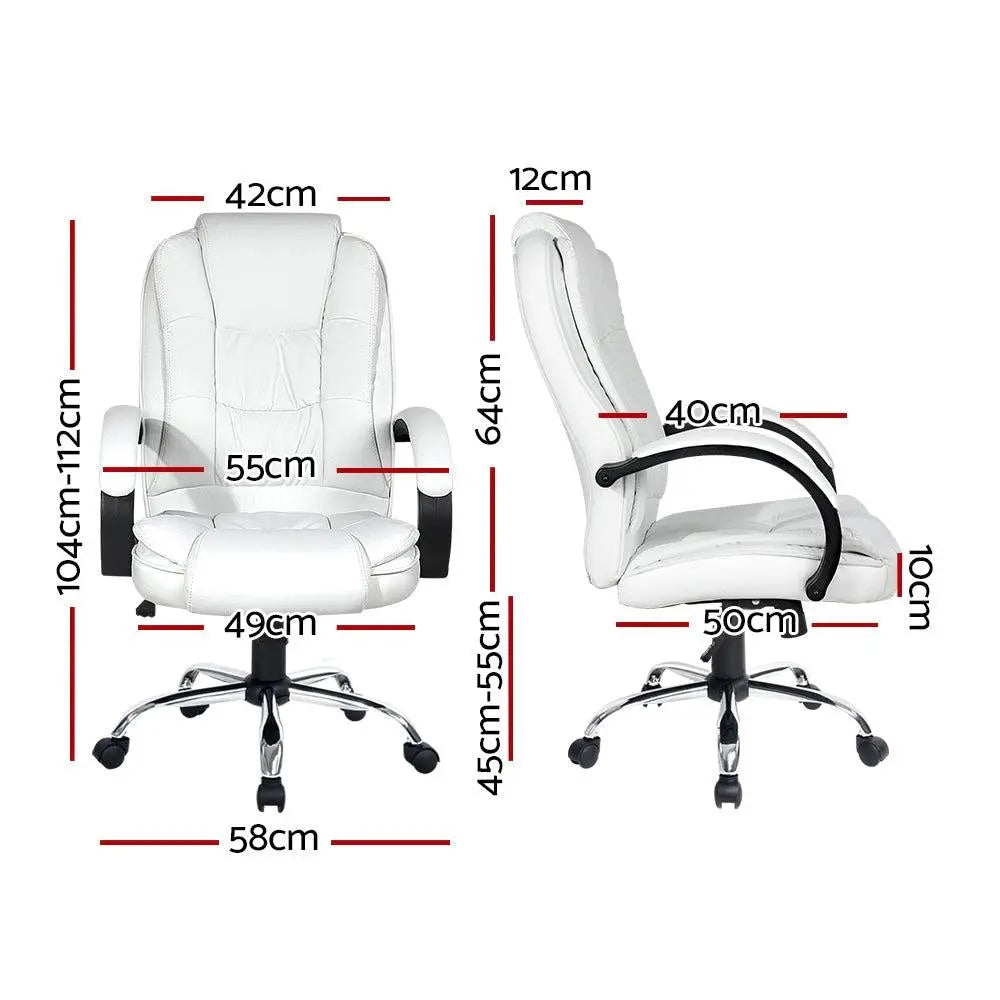 Artiss Office Chair Gaming Computer Chairs Executive PU Leather Seating White Deals499