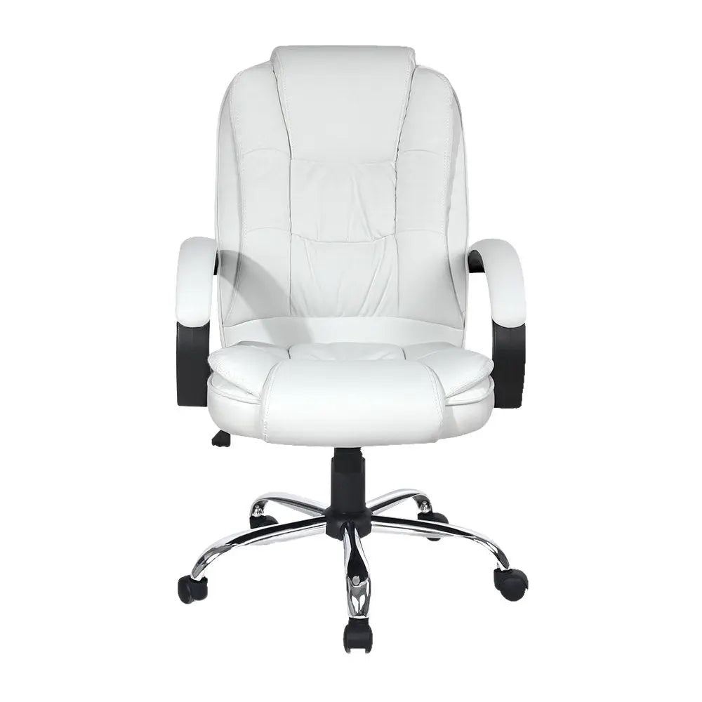 Artiss Office Chair Gaming Computer Chairs Executive PU Leather Seating White Deals499
