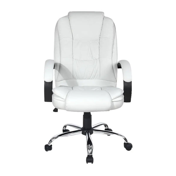 Artiss Office Chair Gaming Computer Chairs Executive PU Leather Seating White Deals499