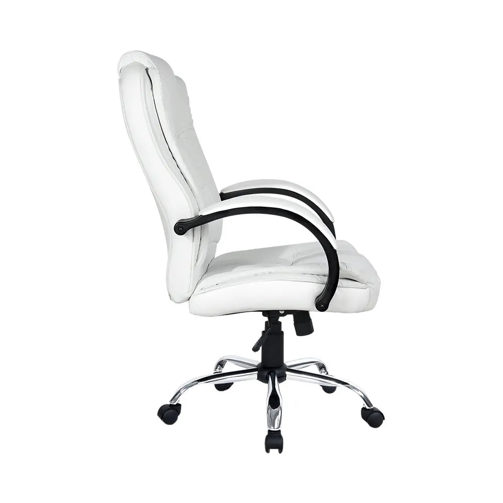 Artiss Office Chair Gaming Computer Chairs Executive PU Leather Seating White Deals499