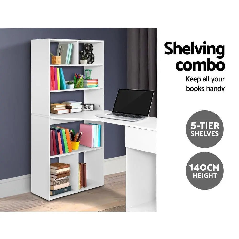 Artiss Office Computer Desk Student Study Table Home Workstation Corner Shelf Deals499