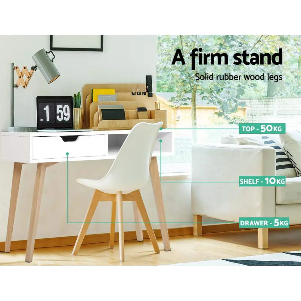 Artiss Office Computer Desk Study Table Storage Drawers Student Laptop White Deals499