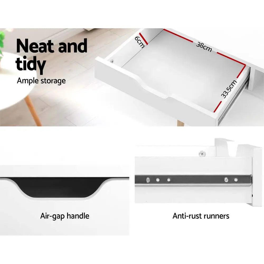 Artiss Office Computer Desk Study Table Storage Drawers Student Laptop White Deals499