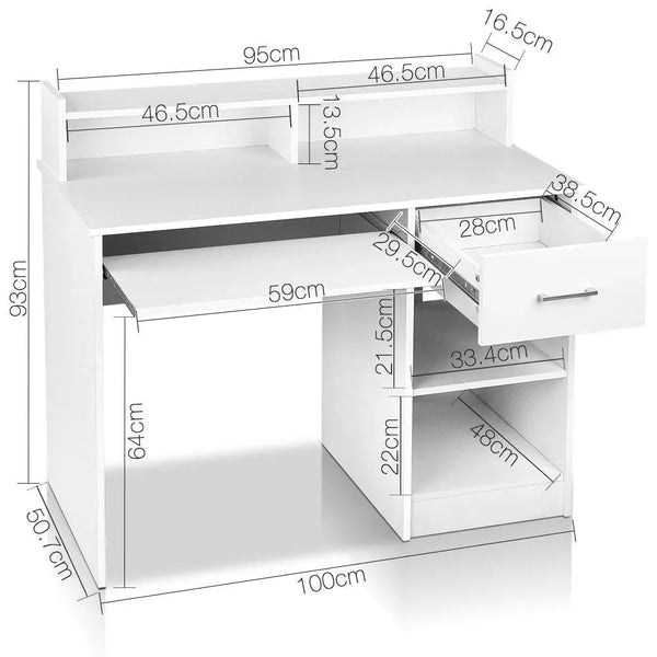 Artiss Office Computer Desk with Storage - White Deals499