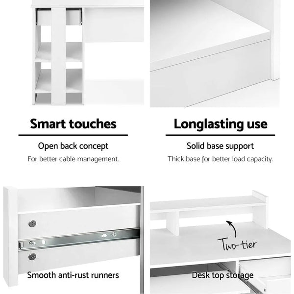 Artiss Office Computer Desk with Storage - White Deals499