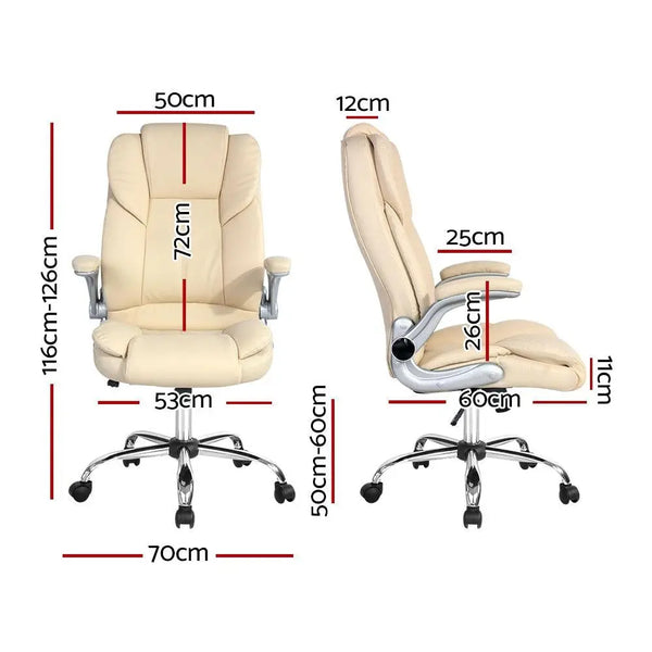 Artiss PU Leather Executive Office Desk Chair - Beige Deals499