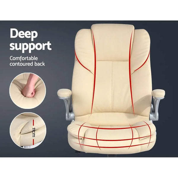 Artiss PU Leather Executive Office Desk Chair - Beige Deals499